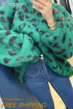 Yipinpay Sweater Sueter Mujer Y2k Top Jumper Pullover Khaki Leopard Sweater Women Clothes Knit Green Printed Style 2023 New