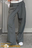 Yipinpay Low Waist Wide Leg Pants Women Casual Baggy Straight Trousers 2023 Summer Vintage Joggers Streetwear Y2K Suit Pants