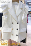 Yipinpay Blazers Feminino Sleeveless Double Breasted Waistcoat Women Spring OL Chic Flying Sleeve Vest Chaleco Mujer Jacket