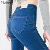 Yipinpay Black Skinny Stretch Mom Jeans High Waist Plus Up Pencil Pants Woman Denim Pantalones De Mujer Autumn Winter