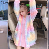 Yipinpay Winter Women Sweater V-neck Sweet Loose Knitted Cardigans Color Top Female Fashion Casual Pull Femme Hiver HOT