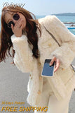 Yipinpay Coats 2023 Winter New In Cold Outerwears Short Thickened Lamb Wool Korean Style Chic and Elegant Clothes Plush Loose Top