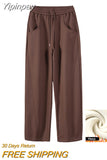 Yipinpay Loose Sweatpants 2023 Autumn Women Red Sport Pants High Waist Loose Trouser Female Fashion Streetwear Straight Pants