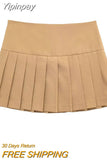 Yipinpay Pleated Skirt Shorts Women High Waist Skorts For Women Streetwear Short Skirts Woman Fashion 2023 School Grey Mini Skirt