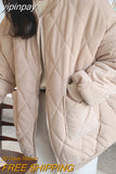 yipinpay New Khaki Corduroy Warm Jacket Korean Simplicity Baggy Straight Coat Fashion Casual Female Puffer Comfortable Outwear