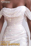 Yipinpay Women's Off Shoulder Tube Dress Elegant Party Slash Neck Ruched Pleated Bodycon Mini Dress Chic Fashion Sequin Wrap Dresses