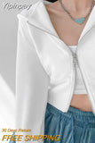 Yipinpay Streetwear Hooded Sweatshirts Women Autumn Design Double Zipper Hoodies Korean Slim Long Sleeve Crop Jacket Female
