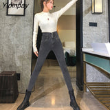 Yipinpay High Waist Skinny Jeans Woman Stretch Distress Jeans Denim Pants Korean Casual Vinatge Pantalon Femme Jean