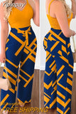 Yipinpay Summer Woman Long Jumpsuits Elegant Sexy V-Neck Shirred Cami Top & High Waist Pants Set New Fashion Casual One Pieces
