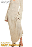 Yipinpay Women Chic Elegant Dresses Evening Party Fall Winter Clothes 2023 Vintage Luxury y2k Long Sleeve Dresses for Day and Night Party