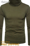 Yipinpay Winter Tops Fashion Mens Casual Slim Fit Basic Turtleneck Knitted Sweater High Collar Pullover Male Double Collar M-2XL