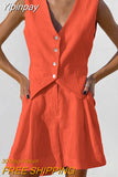 Yipinpay Summer White Elegant Cotton Linen Vacation Outfits Vest Tops And Hot Pants 2-Piece Suit 2023 Office Lady Shorts Sets