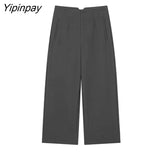 Yipinpay 2023 Solid Straight Pants For Women Fashion Causal High Waist Wide Leg Pants High Street Fashion Causal Trousers Two Colors