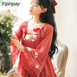 Yipinpay Autumn Women Dress Vintage High waist Chiffon Chinese style Embroidery flare sleeve Retro Sweet Female dresses 2023 HOT