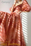 Yipinpay Sleeve French Elegant Dress Woman Beach Chiffon Fashion Midi Dress Office Lady Retro Even Party Dress Casual 2023 Summer
