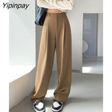 Yipinpay Loose Suits Pants Female 2023 New Casual Office Classic Straight Wide Leg Pants Women Korean Full Length Trousers