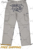 Yipinpay Overalls Retro Street Trend Men's Casual Pants 2023 New Fashion Harajuku Loose Punk Rock Straight Wide-Leg Pants Street Wear