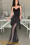 yipinpay Black Vest Pants Womens Solid Two Piece Set Fashion Y2K Simple 2023 NEW Female Temperament Elegant Party Long Trousers