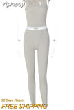Yipinpay Summer Sleeveless Fitness Jumpsuit Women Rompers Rib Knitted O-Neck Letter Sexy Jumpsuits Femme Casual Sporty Overalls