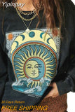 Yipinpay Women's Spring Autumn Casual Long Sleeve Sweater Vintage Painting Printing Pullover Sweatshirt Women's Clothes Daily Wear 2023