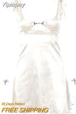 Yipinpay MO Satin Backless V Neck Chest Wrapping Mini Dress Women Sexy Slim Party Spaghetti Strap Dresses Fashion Lady Vestidos
