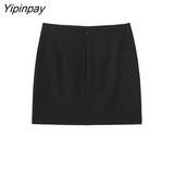 Yipinpay Fashion Women Tassel Mini Skirt 2023 Spring Autumn Causal Solid Vintage A-line Back Zipper Sexy Skirt Streetwear
