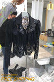 Yipinpay Hollow Out Crochet Black Lace Shirts Camisas De Mujer Slim Crop Tops Lapel Spring OL Blusas Femininas Retro Blouses Shirt