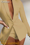 Yipinpay Spring Summer Elegant Women Suits with Shorts Loose Shorts and Blazer 2 Piece Set Shorts Suit Blazer Set for Women Outfit