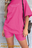 Yipinpay Casual Summer Women's Tracksuit Sports Suit T-shirt Shorts 2 Piece Set Sweatshirt Print Women Shorts Set Sportswear outfits