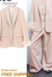 Yipinpay 2023 Pink Blazer Woman Fashion Button Jacket With Feathers Long Sleeve Blazer Suits For Women Spring Elegant Womens Jackets