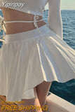 Yipinpay Preppy Mini Pleated Skirt Women White Korean Fashion Sexy Casual High Waist A-line Tennis Skirt for Girls Summer 2023