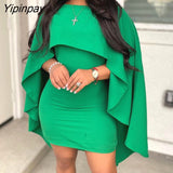 Yipinpay Cape Sleeve Bodycon Dress Mini Dress for Women