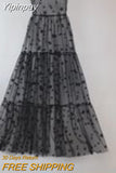 Yipinpay Arrival Spaghetti Straps Tulle Long Women Dresses Fashion Bling Bling See Through Dress Sexy Fashion Hot