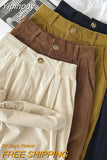 Yipinpay Vintage Corduroy Women Pants High Waist Coffee Wide Leg Pants Fall Casual Korean Office Ladies Trousers New