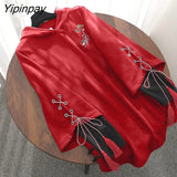 Yipinpay Winter Women Hoodies Chinese style Fashion Lace-up Embroidery Pullovers Oversize Plus size female tops women clothing