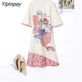 Yipinpay Women Dress Chinese Style Simply Cheongsam Vintage Sweet Improved Cheongsam Long Female Bing 2023 HOT Plus Size