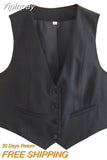 Yipinpay TRAF Fashion Women's Vest 2023 Summer V-Neck Chic Sleeveless Vests for Women Female Single-breasted White Waistcoat Tops