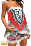 Yipinpay Women Vintage Printing Pants Suit Spaghetti Strap Fringed Camisole And Loose Fit Shorts Casual Everyday Wear Hot S-XL