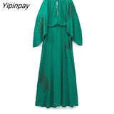 Yipinpay Women Elegant Solid Mid-Calf Dresses 2023 Fashion Female Bow Party Vestidos Long Sleeved Dresses Soft Outwear