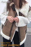 Yipinpay Women 2023 Autumn New Fashion Fur In One Waistcoat Vintage Sleeveless Female Vest Coat Chic Tops