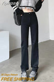 Yipinpay Winter Velvet Thickened Jeans Women's High Waist Straight Wide Leg Trousers