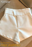 Yipinpay White Tailored Trousers Short Hot Casual High Waist Black Shorts Pants Women Wide Leg Bottom Y2K Streetwear Ropa Mujer