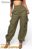 Yipinpay Autumn Button Pocket Green Overalls Women Y2k Pant 2023 Casual Loose Elastic Cuffs Street Party Hot Girl Fashion Workwear