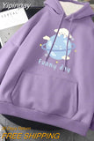 Yipinpay new cute cartoon print hoodie women's Y2K autumn plus velvet thick loose sweatshirt couple casual all-match pullover hoodie