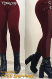 Yipinpay women fashion 2023 new Mesh Patch Buckled High Waist casual Pants sexy Skinny Daily women's bottom new fashion
