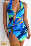 Yipinpay Women Halter Short Bodycon Dress Sexy Summer Party Club Hollow Out Ring Sleeveless Wrapped Mini Sundress Cutout Clothes