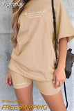 Yipinpay Casual Summer Women's Tracksuit Sports Suit T-shirt Shorts 2 Piece Set Sweatshirt Print Women Shorts Set Sportswear outfits