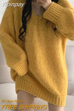 Yipinpay Winter Knitted Sweaters Women Oversized Simple Loose V-neck Pullovers Korean Fashion Solid Jumpers Tops Female Pull Femme