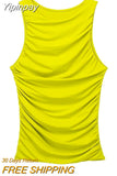 Yipinpay 2023 Black Crop Top Women Ruched Tank Tops Y2k Streetwear White Sleeveless Top Female Fashion Summer Sexy Tops Woman