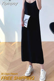 Yipinpay Elegant Oversized Long Dress Women Plain Sleeveless Casual Vintage Long Midi Straps Dresses Chic Luxury Vestidos Mujer